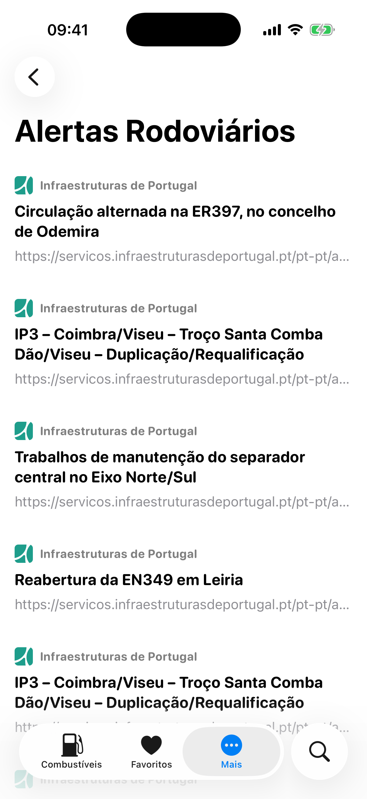 Captura de ecrã portuGAS - preços combustíveis Portugal, postos de gasolina baratos